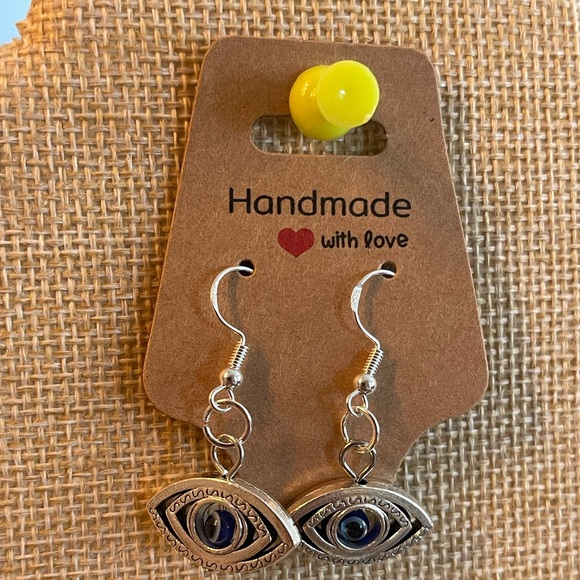 Dalé Jewelry - Handcrafted evil eye silver tone earrings